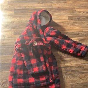 Toddler fleece lined bathrobe.